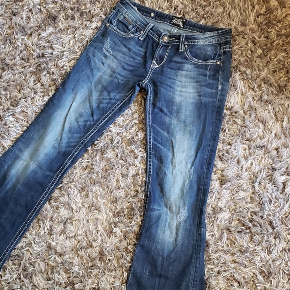 REROCK FOR EXPRESS BOOTCUT DISTRESSED JEAN SZ 2R - Picture 2 of 6